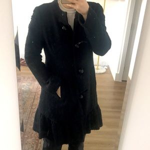 Eccoci Charcoal car coat- ruffle hem!